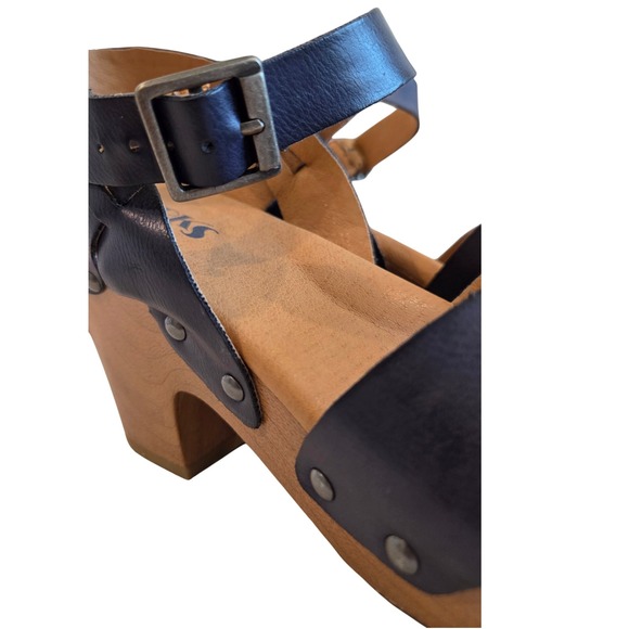 Korks Wedge Heel Sandals Women's Size 9M Blue Leather Ankle Strap - Picture 8 of 11